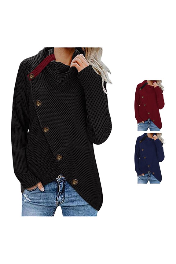 Women Button Neck Long Sleeve Wrap Sweater Sweatshirt Pullover Tops Blouse Women S Shirts Casual M