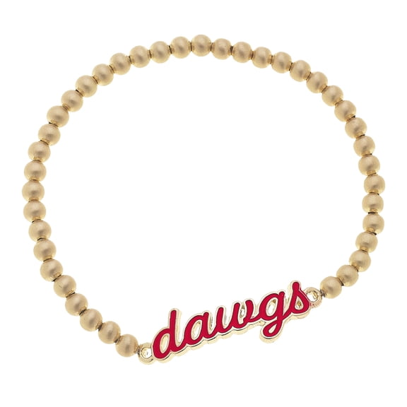 Women' CANVAS Style Georgia Bulldogs Enamel Script Ball Bead Stretch Bracelet