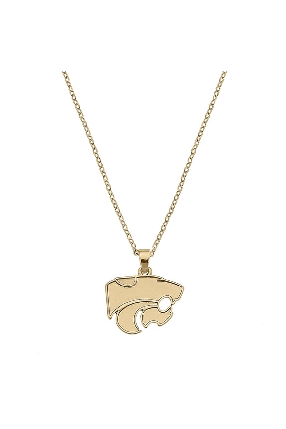 Women's CANVAS Style Kansas State Wildcats Gold Plated Pendant Necklace