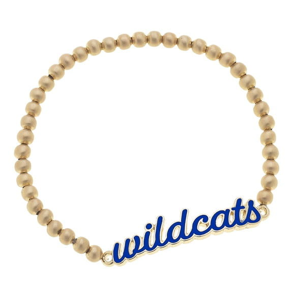 Women' CANVAS Style Kentucky Wildcats Enamel Script Ball Bead Stretch Bracelet