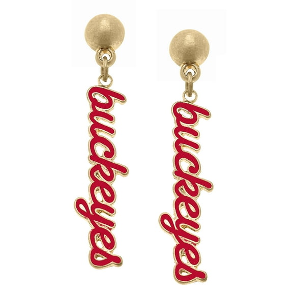 Women' CANVAS Style Ohio State Buckeyes Enamel Script Drop Earring