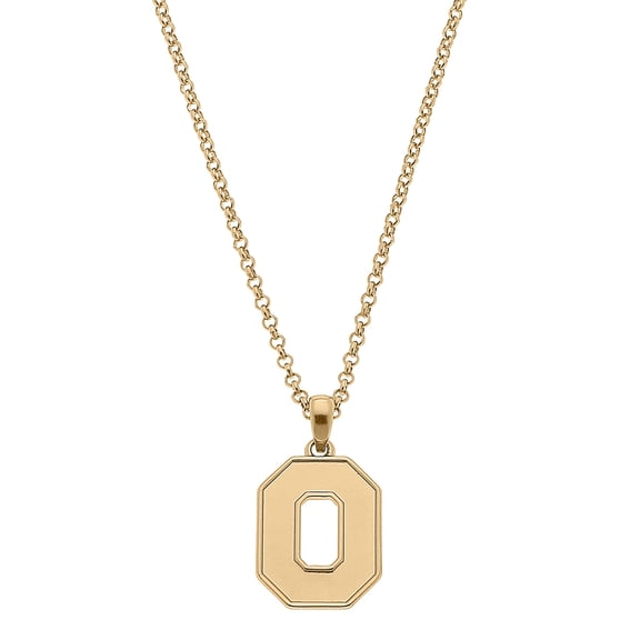 Women's CANVAS Style Ohio State Buckeyes Gold Plated Pendant Necklace