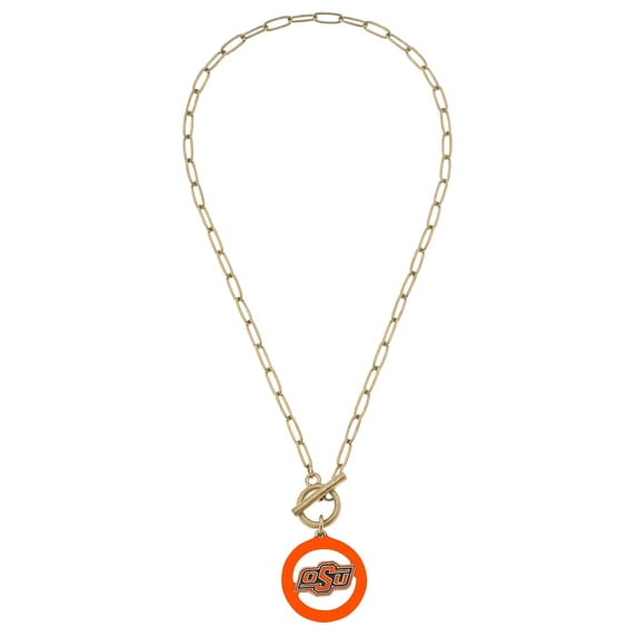 Women' CANVAS Style Oklahoma State Cowboys 16" Enamel Toggle Necklace
