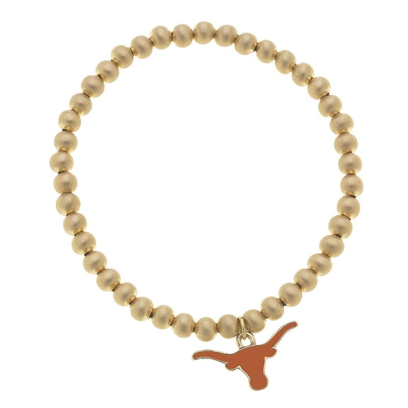 Women' CANVAS Style Texas Longhorns Enamel Logo Ball Bead Stretch Bracelet
