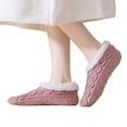 thumbnail image 1 of Women Cable Knit Slipper Socks with Grippers Fuzzy Sherpa Fleece Lined Indoor Bootie Slippers Soft Warm Cozy Non Slip House Socks Sleeper Slippers Comfortable Winter Footwear for Ladies, Pink, 1 of 8