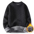 thumbnail image 1 of Women Cable Knit Vintage Sweater Loose Casual Thick Warm Knitted Sweater Unisex Woven Crewneck Knitted Fall Winter Clothes (Black,X-Large), 1 of 5