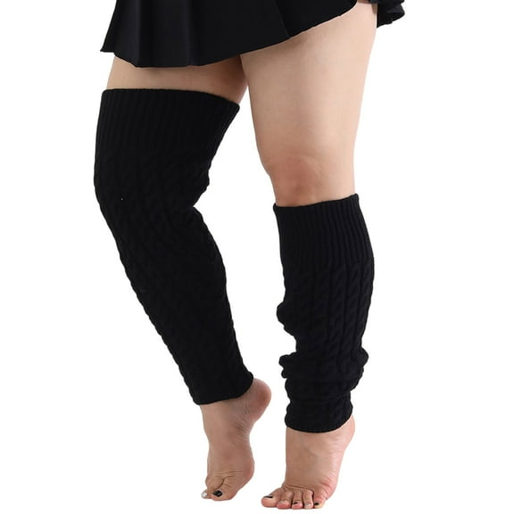 Women Cable Knitted Thigh High Leg Warmers Pluses Size Over Knee Highs Footless Socks Warm Boot Stocking for Thick Thigh