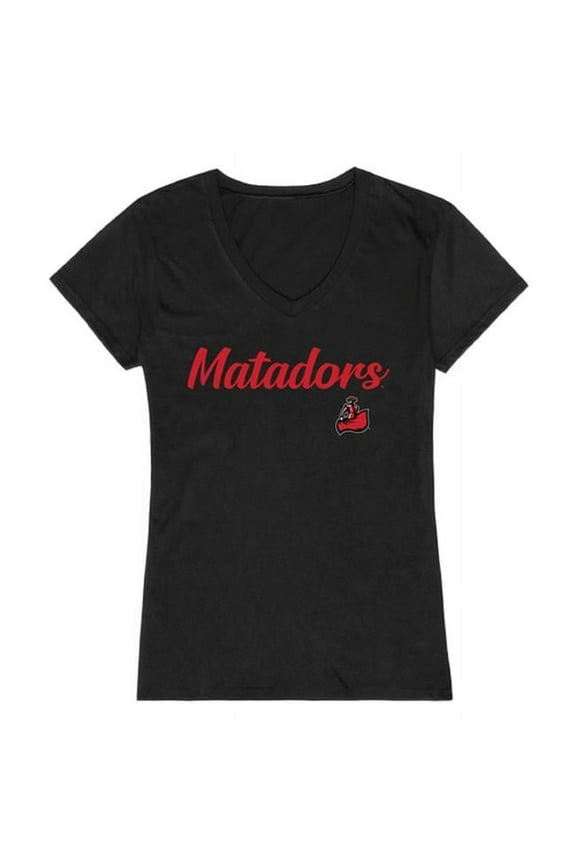 Women Cal State Northridge Matadors Script T-Shirt, Black - Large