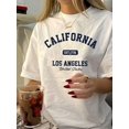 thumbnail image 1 of Women' California Los Angeles Print Shirt Crew Neck Casual Cotton Tee, 1 of 6