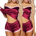 thumbnail image 1 of Women Cami Pajama Set New Women's Nightgowns Pajamas Two Piece Silk Suspender Shorts Fashion Home Clothes Satin Underwear Pajama Suit Womens Pajamas Red S New, 1 of 2