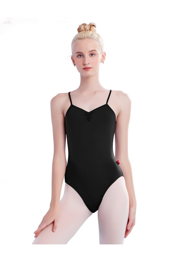 Women Camisole Gymnastics Leotard High Stretchy Ballet Dance Costumes Black