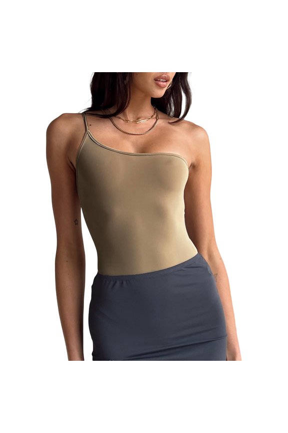 Women Camisole, One-sling Solid Color Slim Fit Summer Ladies Tops for Party Club