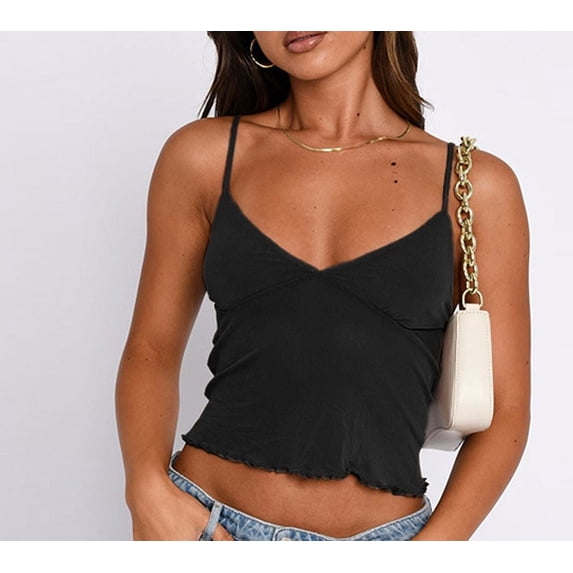 Women Camisole, Spaghetti Straps V Neck Tulle Patchwork Tops