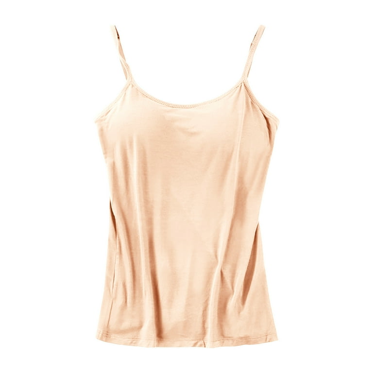 Women Camisole with Built in Bra Spaghetti Strap Tank Tops Basic Layer Cami Basic Breathable Camisoles Bras Walmart