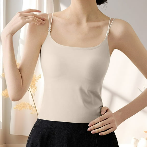Women Camisoles & Tanks Women'S Double Lined Basic Tank Top Adjustable Spaghetti Straps Sleeveless Camisole Shirts,Brown Women's Camisoles & Tanks L