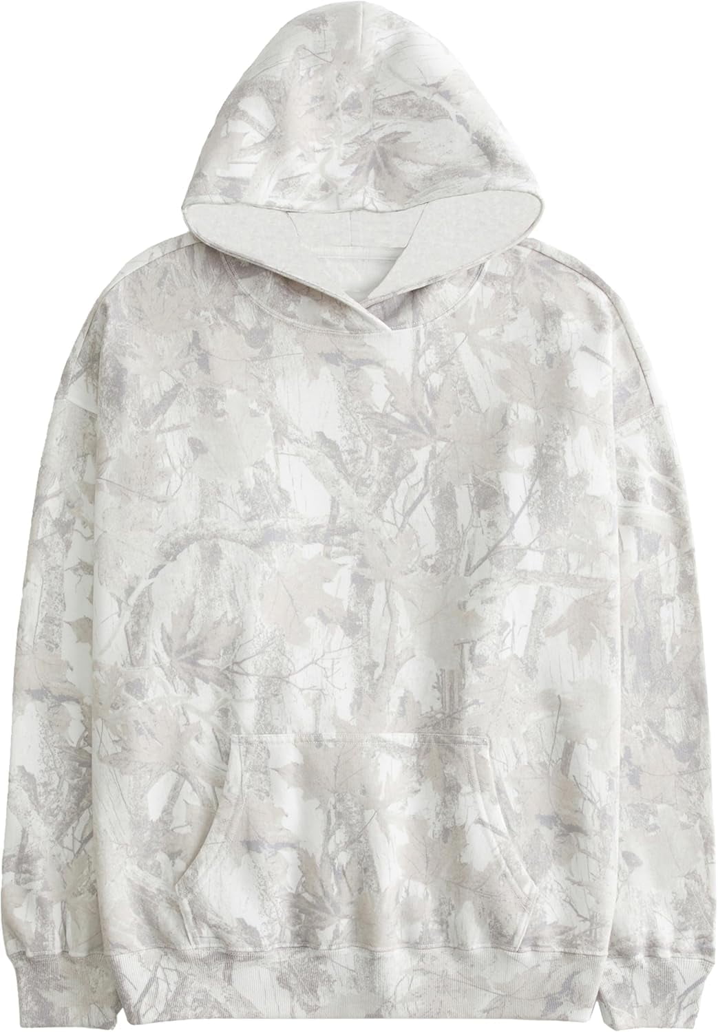 Women Camo Hoodies Maple Leaf Oversized Fleece Hooded Sweatshirt Loose Long Sleeve Pullover Top with Pocket Couple