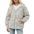 thumbnail image 1 of Women Camo Zip Up Hoodie Fleece Trendy Maple Leaf Print Long Sleeve Jackets Camouflage Loose Fit Sweatshirts with Pockets Z002-White M, 1 of 5