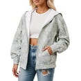 thumbnail image 1 of Women Camo Zip Up Hoodie Fleece Trendy Maple Leaf Print Long Sleeve Jackets Camouflage Loose Fit Sweatshirts with Pockets Z006-White XL, 1 of 5