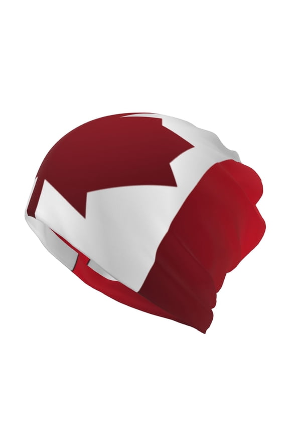 Women Canada Flag Pattern Slouchy Beanie Hat Stretch Turban Hats Headwear Caps Baggy Skull Sleep Scarf