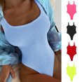 thumbnail image 1 of Women Candy Color Monokini U-Neck Backless One-Piece Swimsuit Quick-Drying Bathing Suit Beachwear, 1 of 6