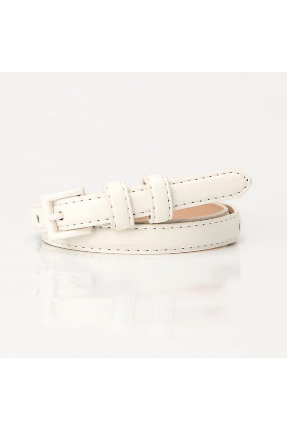 Women Candy Color Skinny Faux Leather Belt Dress Jeans Summer Thin Waistband