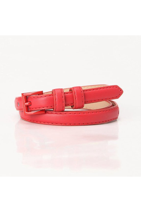 Women Candy Color Skinny Faux Leather Belt Dress Jeans Summer Thin Waistband