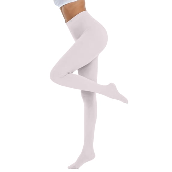 Women Candy Color Tights, High Elasticity Opaque Pantyhose for Ladies, Soft Stretchy Microfiber Footed Leggings, Fashionable Colorful Hosiery, White, One Size