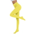 thumbnail image 1 of Women Candy Color Tights, High Elasticity Opaque Pantyhose for Ladies, Soft Stretchy Microfiber Footed Leggings, Fashionable Colorful Hosiery, Yellow, One Size, 1 of 4