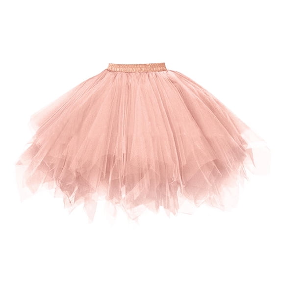 Women Candy Color Tulle Tutu Skirt Layered Ballet Party Skirt Elastic Waist Mini Skirt