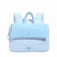 thumbnail image 1 of Women Canvas Checkered Students Bookbags Large Capacity Bookpack Wear-Resistant Travel Daypack Bag for Commute (Blue), 1 of 12
