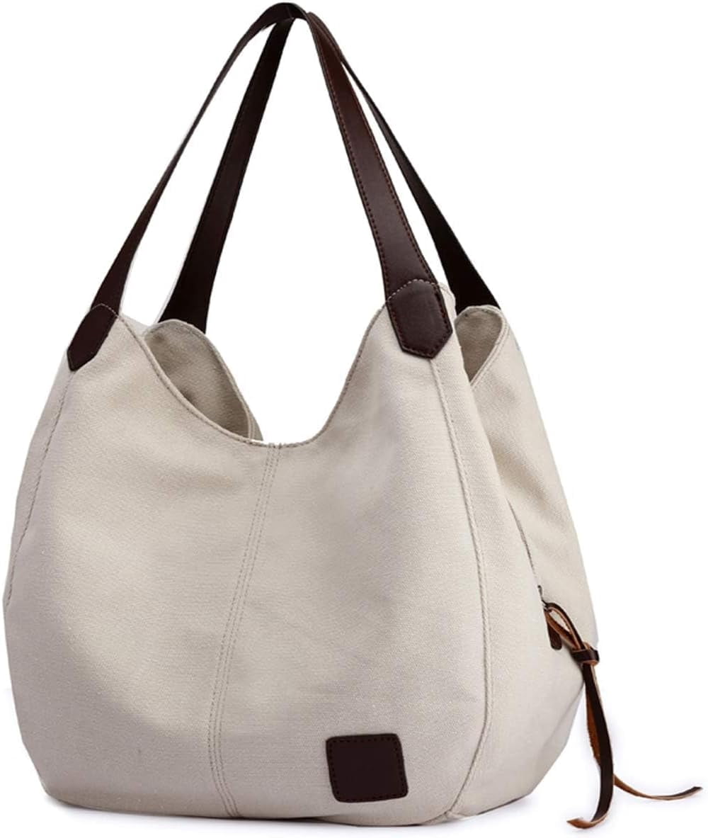 Women Canvas Hobo Purse Multi Pocket Handbags Shoulder Bags Tote Purses