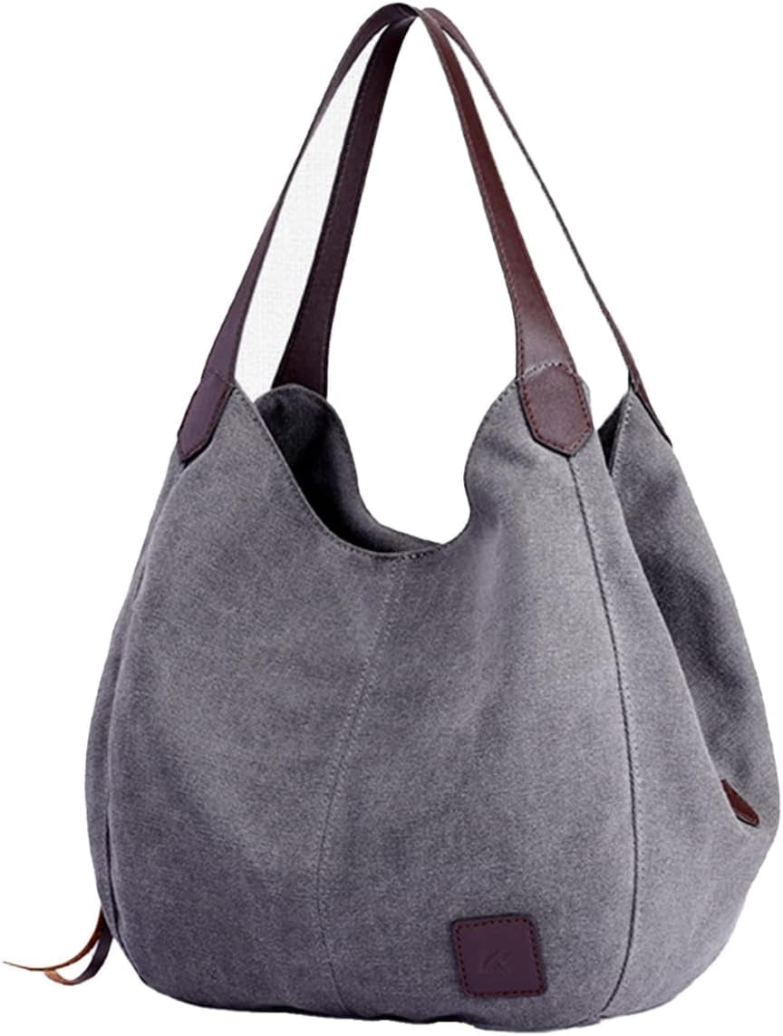 Women Canvas Hobo Purse Multi Pocket Handbags Shoulder Bags Tote Purses