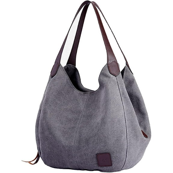 Women Canvas Hobo Purse Multi Pocket Handbags Shoulder Bags Totes Purses