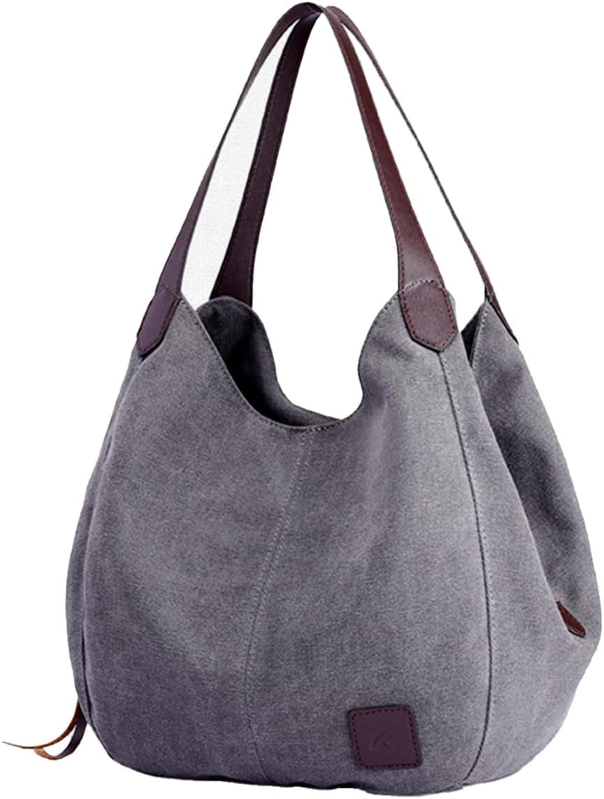Women Canvas Hobo Purse Multi Pocket Handbags Shoulder Bags Totes Purses