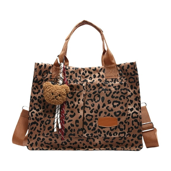 Women Canvas Shoulder Bag Fashion Top Handle Bag Large Capacity Crossbody Bag Leopards Print Messengers Bag Handbag