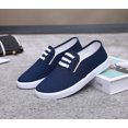 thumbnail image 1 of Women Canvas Slip On Casual Sneakers, Decorative lace-up Low Top Lightweight Anti Slip Daily Walking Flat Shoes, 1 of 8