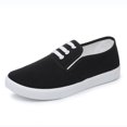 thumbnail image 1 of Women Canvas Slip On Casual Sneakers, Decorative lace-up Low Top Lightweight Anti Slip Daily Walking Flat Shoes, 1 of 9