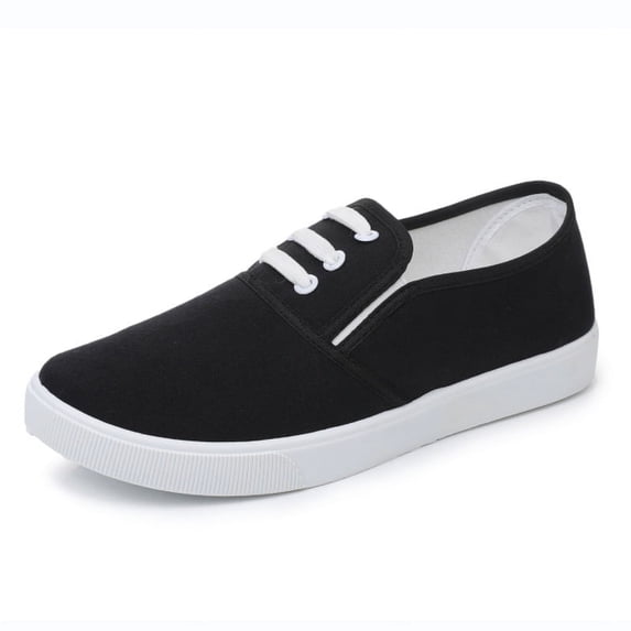 Women Canvas Slip On Casual Sneakers, Decorative lace-up Low Top Lightweight Anti Slip Daily Walking Flat Shoes