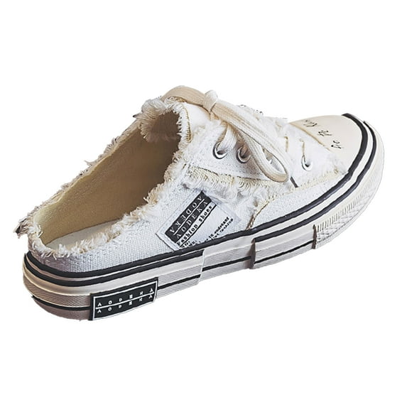 Women Canvas Sneakers Casual Lace-Up Breathable Women's Shoes, Lightweight Casual Comfortable Everyday Flats, Slip-On Canvas Loafer Shoes