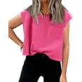 thumbnail image 1 of Women Cap Sleeve Casual Basic Crewneck Crop Tank Top with Pockets, 1 of 4