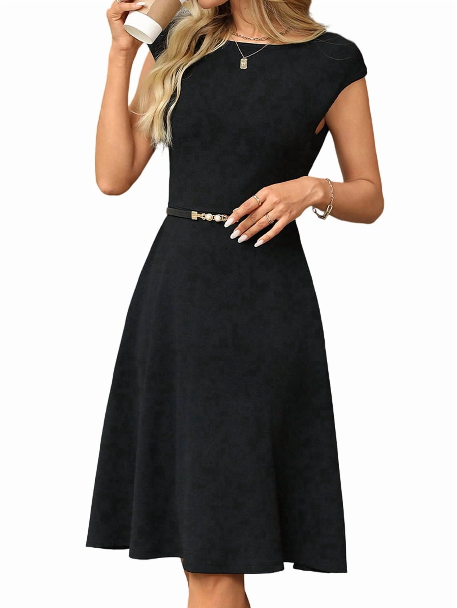 semi formal black dress with sleeves Chic lace long puffy skirt tea length prom d Anna's Couture Dresses 31.5 inches or 77 womens elegant black short dress
