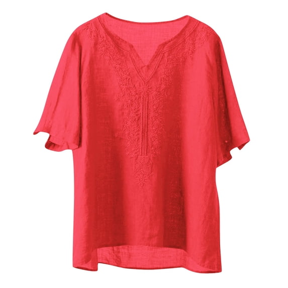 Women Cap Sleeve Linen Tops Basic Summer Loose Fit Blouse Crew Neck Light Weight 2026 Tunic Blouses Outfits
