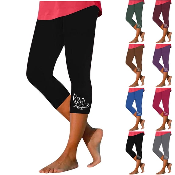 Women Capri Leggings 2026 Dressy Casual Summer Capris Knee Length Crop Pants Trendy Lightweight Ladies Clothing (Gray,S)