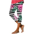 thumbnail image 1 of Women Capri Leggings Floral Print Leggings Plus Size High Waist Capris Pants Tummy Control Leggings Knee Length Slim Fit Yoga Cropped Trouser S, 1 of 6