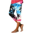 thumbnail image 1 of Women Capri Leggings Floral Print Leggings Plus Size High Waist Capris Pants Tummy Control Leggings Knee Length Slim Fit Yoga Cropped Trouser XXL, 1 of 6
