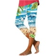 thumbnail image 1 of Women Capri Leggings Floral Print Leggings Plus Size High Waist Capris Pants Tummy Control Leggings Knee Length Slim Fit Yoga Cropped Trouser L, 1 of 6