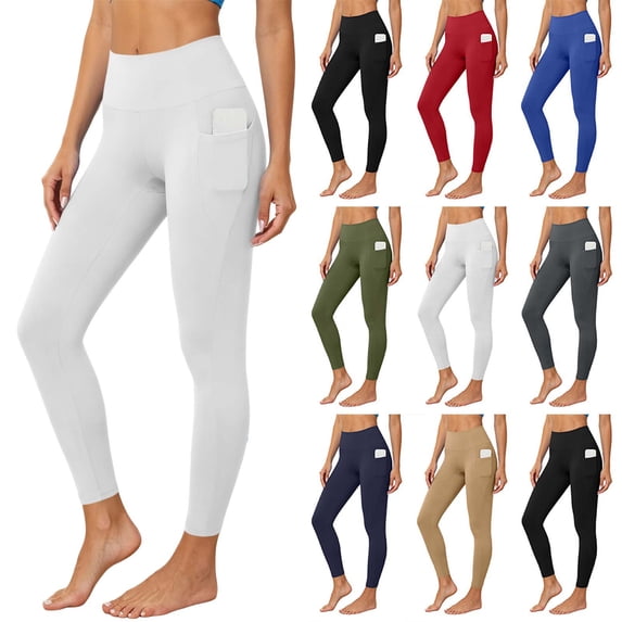 Womens Leggings,High Waisted,Soft Stretch Slim,Casual Solid Color Yoga Pants with Pockets,Yoga,Gym Training