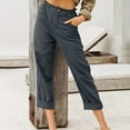 thumbnail image 1 of Women Capri Pants Clearance, Xunlbb Women Casual Solid Color Pockets Buttons Elastic Waist Comfortable Straight Pants(Dark Gray,S), 1 of 5