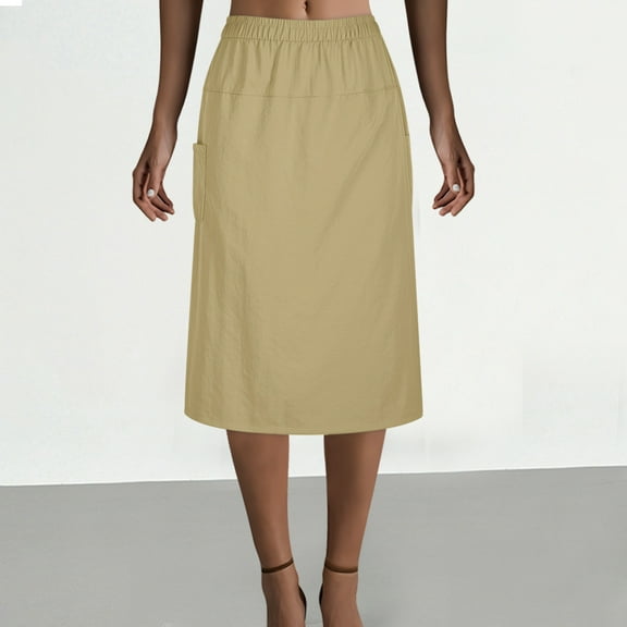 Women Capri Pants Clearance, Xunlbb Women's Summer High Waist Slim Pear Fashion Loose Drop Drawstring Skirt Belt Pocket Pants(Khaki,L)