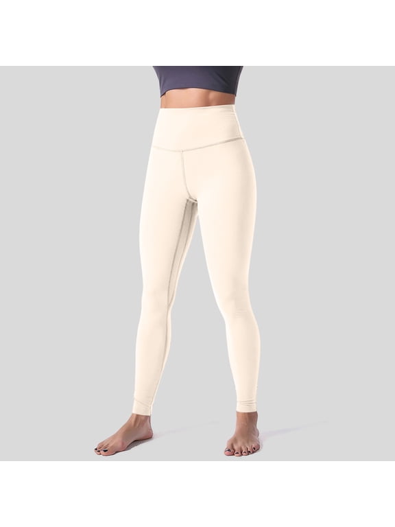 Women Capri Pants JIANLAI Pockets for Women Tummy Control High Waisted Yoga Pants Women Compression Workout Leggings (S-3XL) Beige